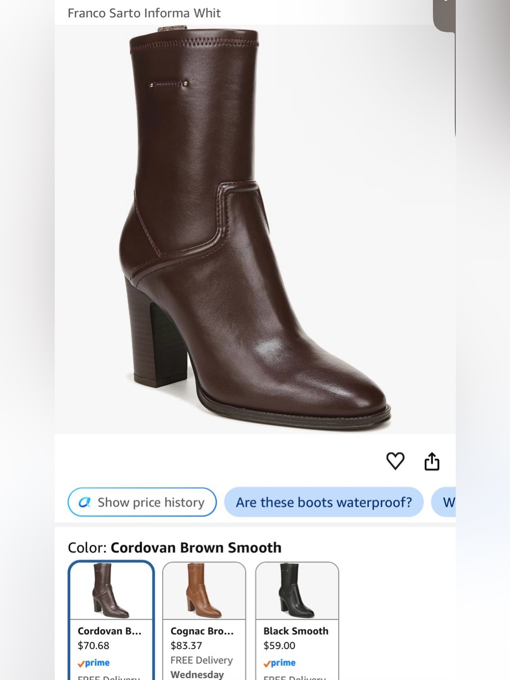 Franco Sarto Cordovan Brown Leather Block-Heel Knee Boot